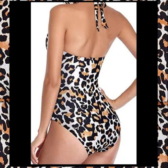 NWOT Cheetah Print Halter/Dual Look Bathing Suit - Picture 3 of 10